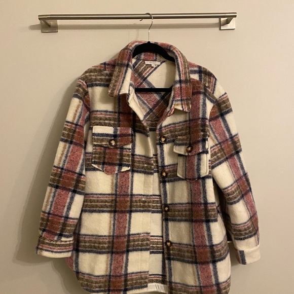Come Around Pink Plaid Shacket - Picture 2 of 4